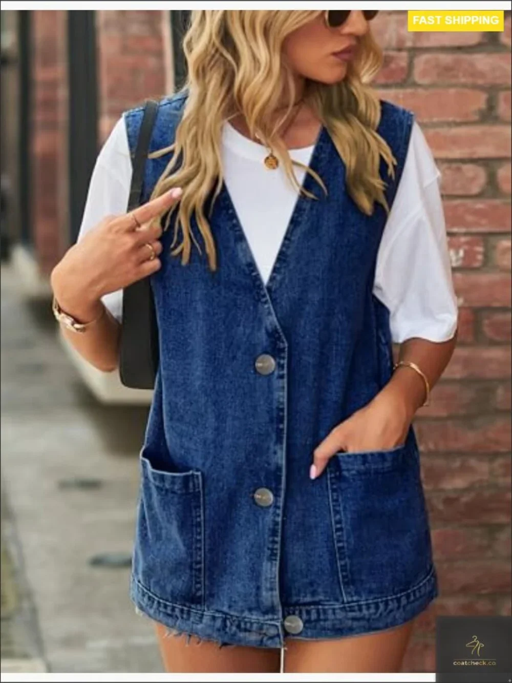 Oversized Denim Vest Sleeveless Button Down Casual Vintage Jean Jacket Top